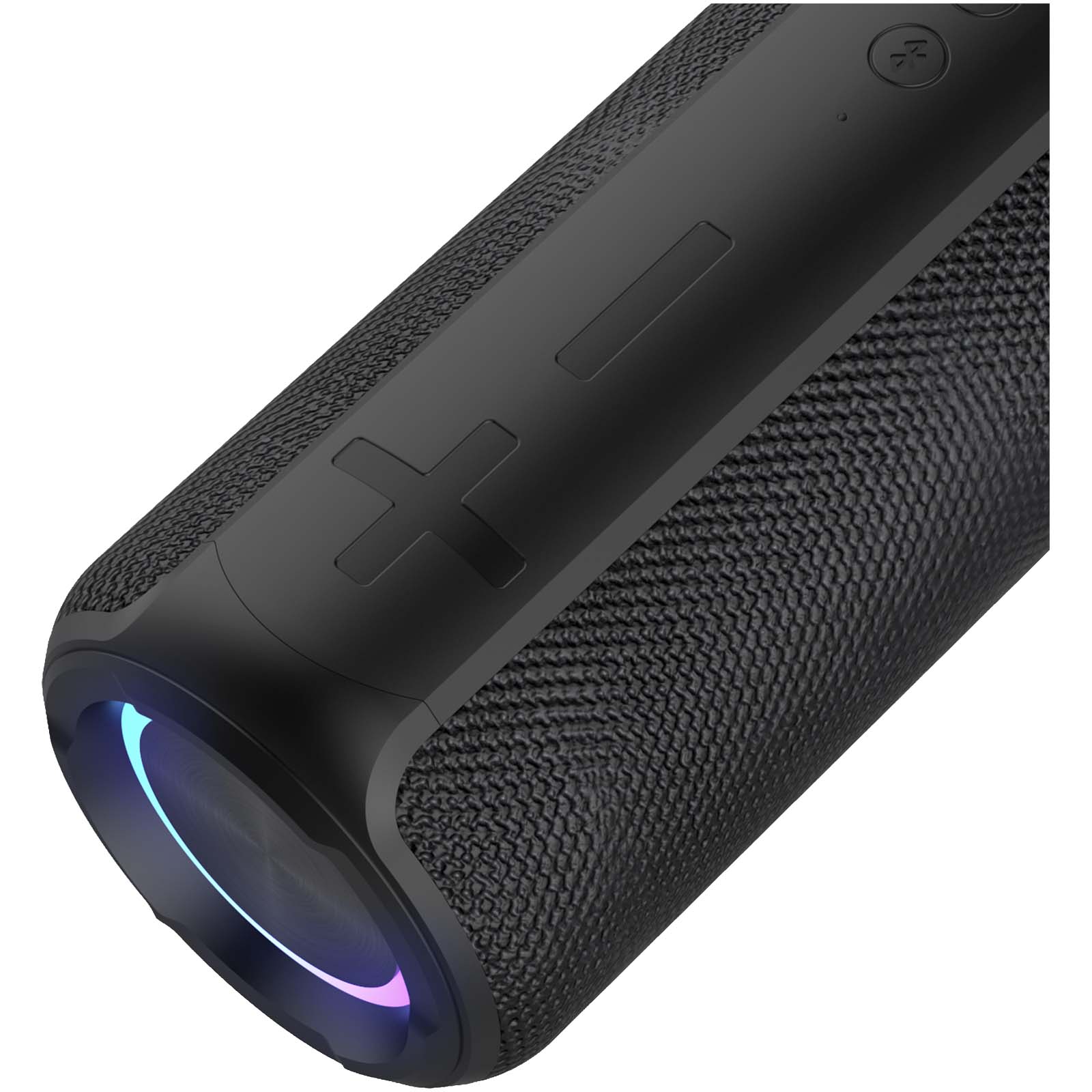 Bluetooth-Lautsprecher, tragbarer Lautsprecher, Lederähnliches Gewebe, LED-Ring, Lautstärkentasten