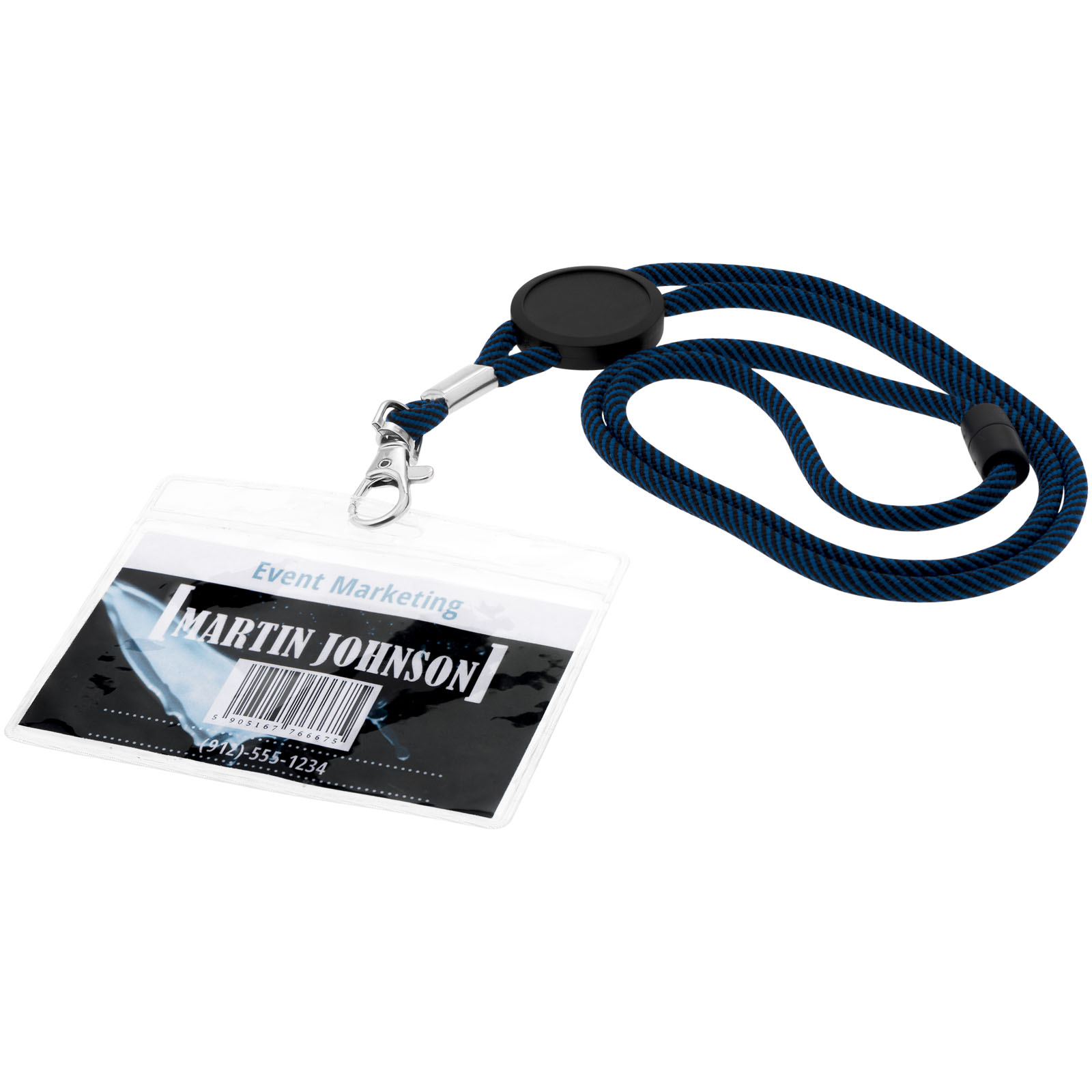 Ausweis, Namensschild, Lanyard, Nato-Kordel, ID-Halter, Ausweis, Lanyard, Namensschild, Schwarz/Blau, Kabelzug, ID-Badge, Lanyard, Kartenhülle, Event-Pass, Namensschild