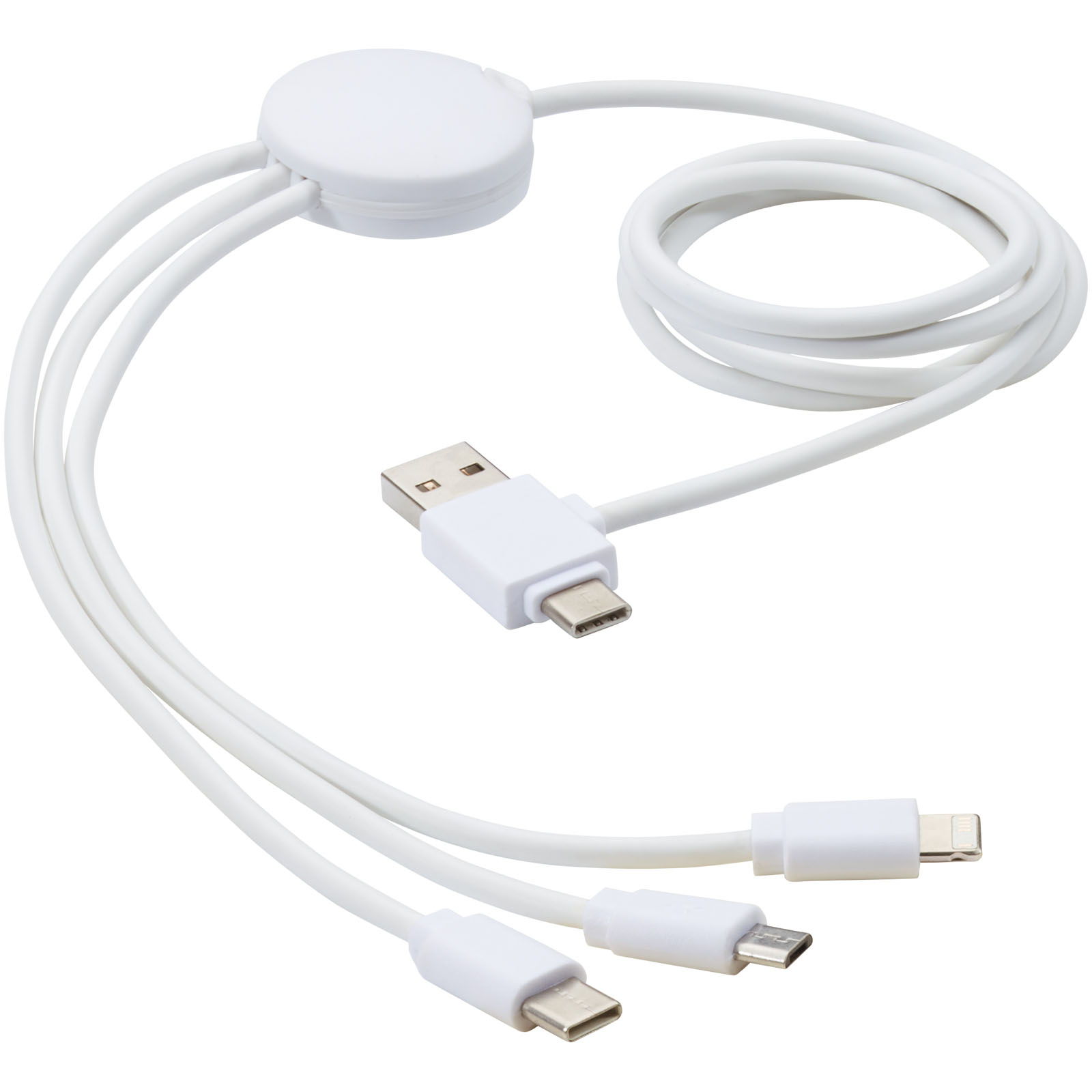 usb-kabel, magnetische ladung, multi-anschluss, weißes kabel, runder magnet