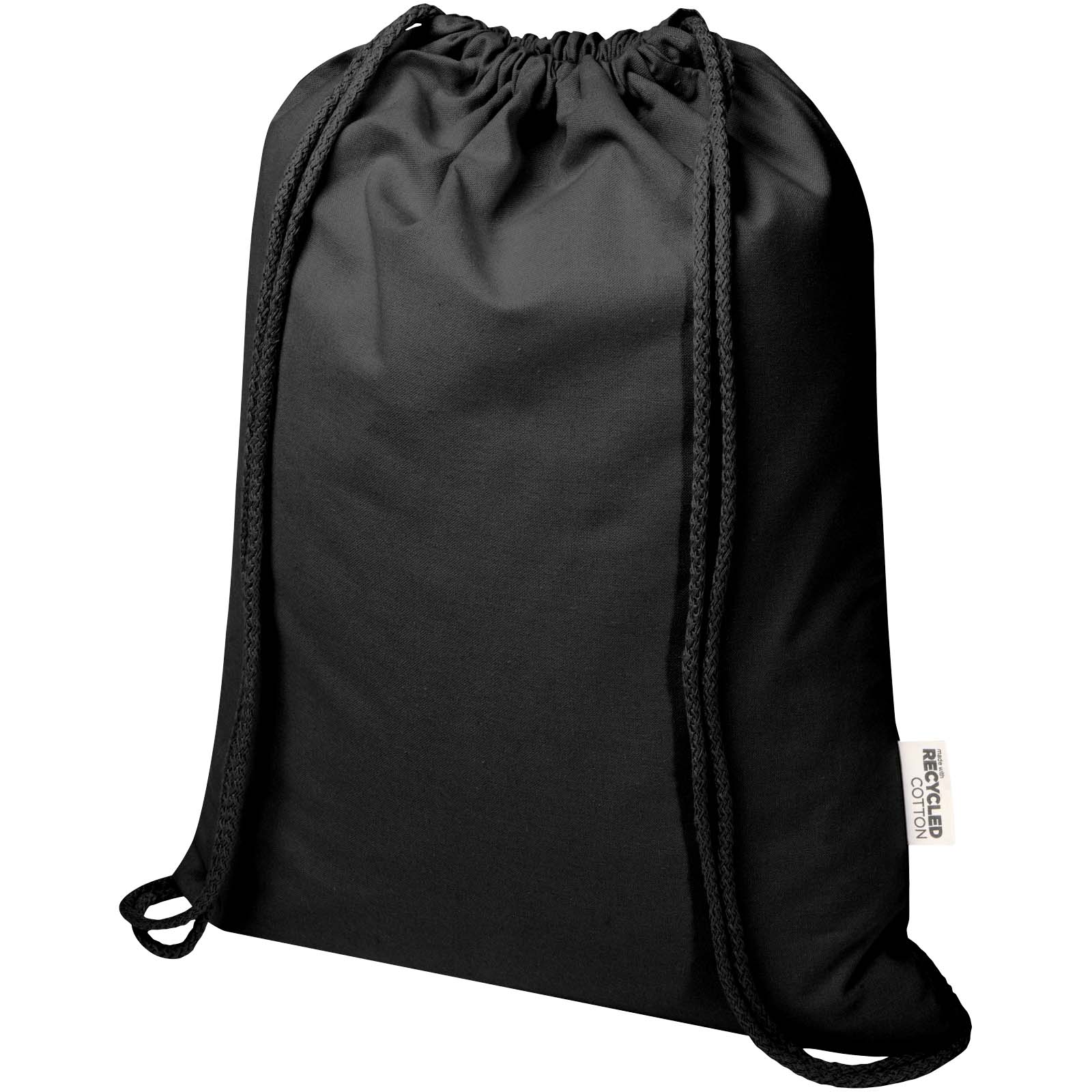 Rucksack, Drawstring bag, Schwarz, Baumwolle, Recycelter Stoff
