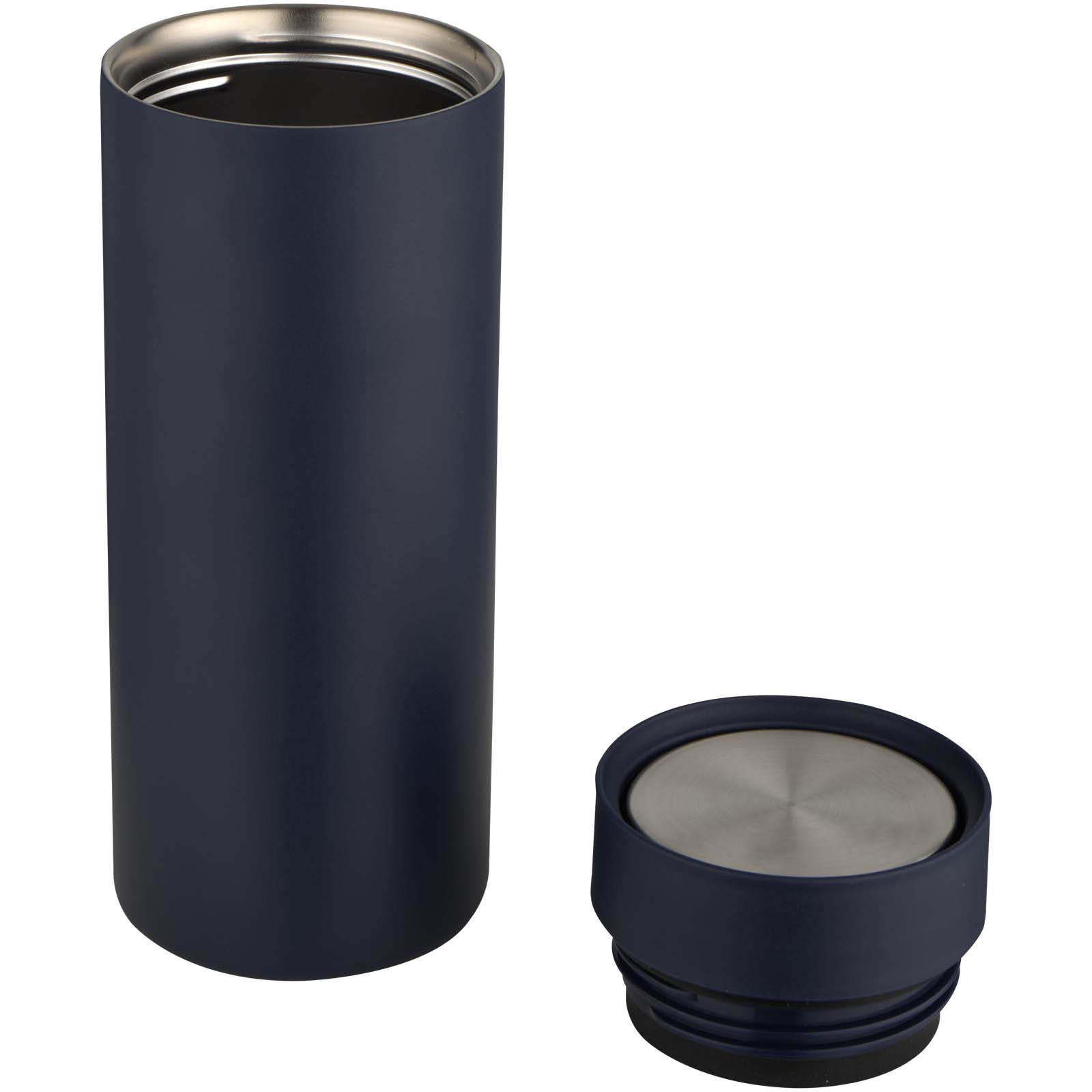 koffee tumbler, stainless steel, dark blue, portable bottle, cap lid