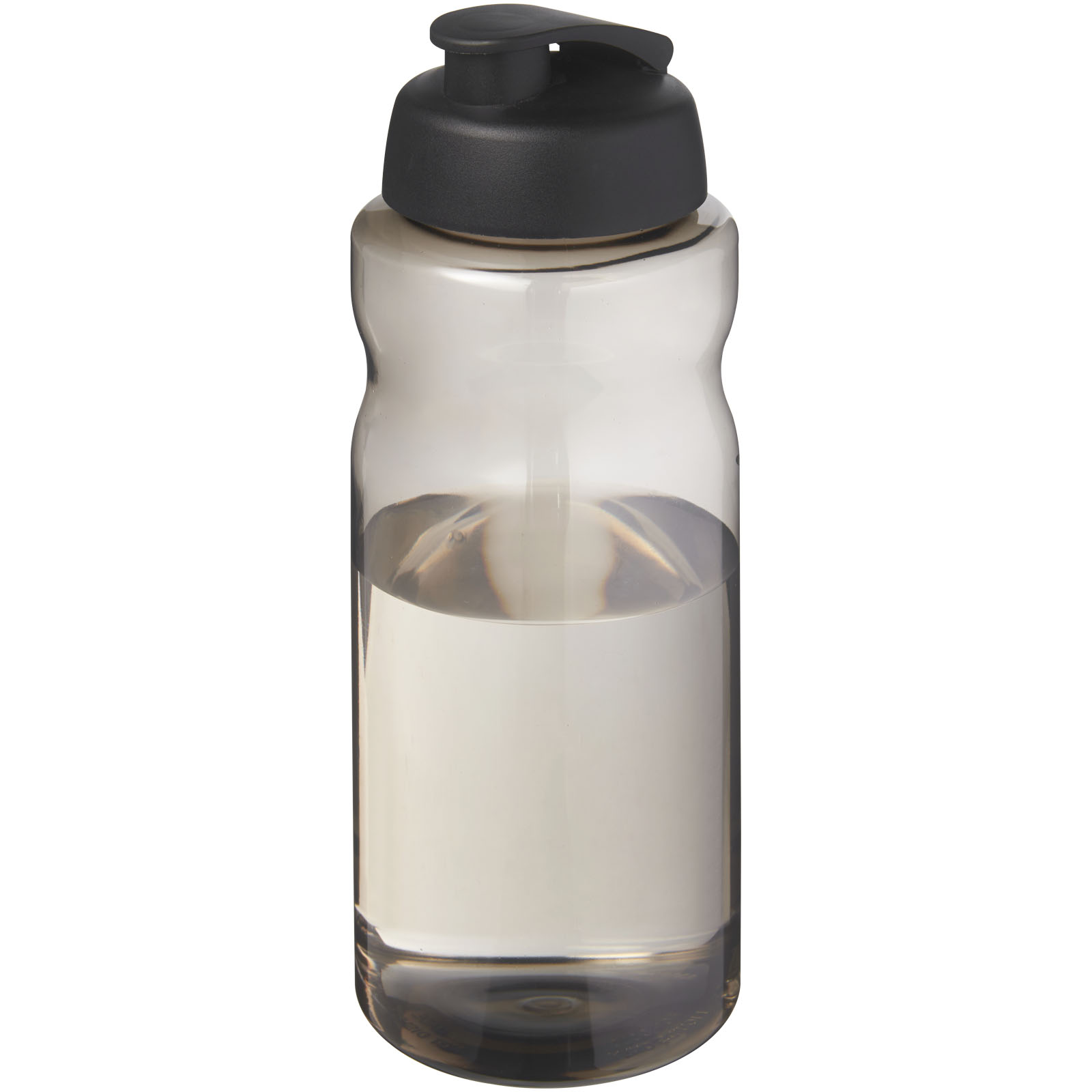 Trinkflasche, Wasserflasche, Kunststoff, Schwarzdeckel, Transparente Flasche