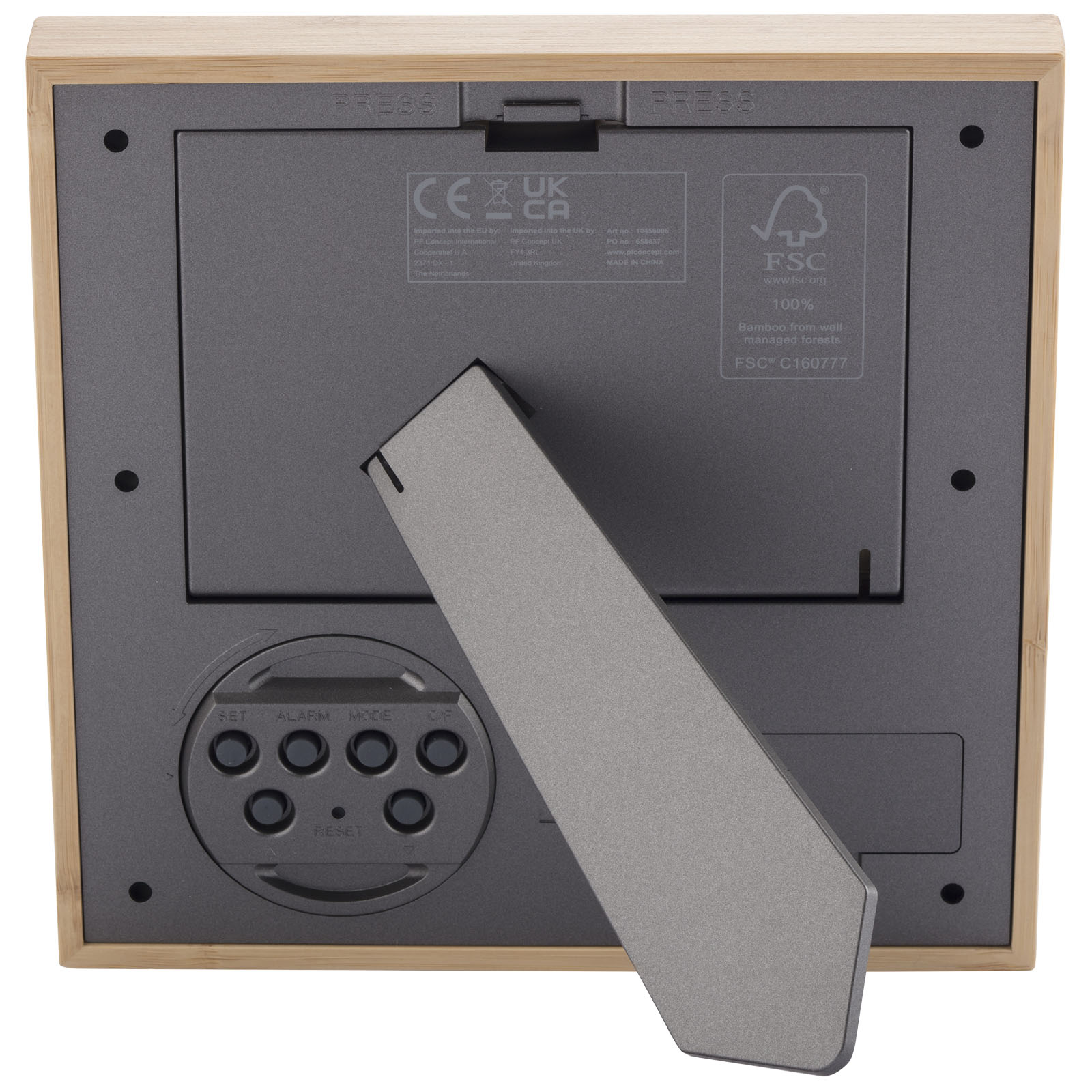 wooden frame, wood frame, digital clock, black portable, rotation stand