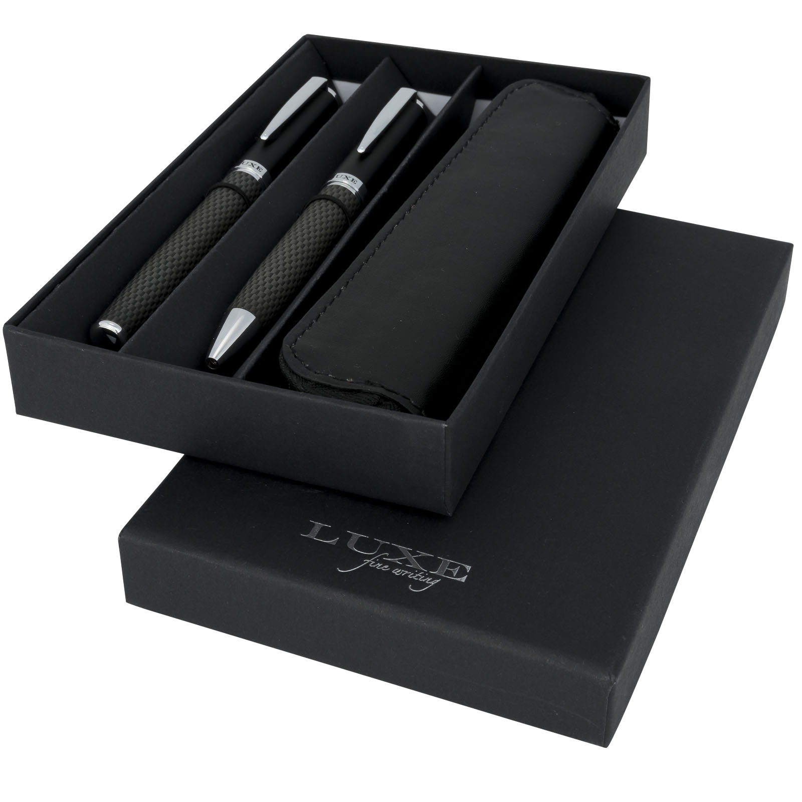 Kugelschreiber, Kugelschreiber-Set, Gehäuse, schwarz, niederlegen, Kugelschreiber-Set, Schreibset, Geschenkset, Stift, Kartonbox, Kugelschreiber-Set, Druckstift, Gepolsterte Griffe, Schwarz, Etui