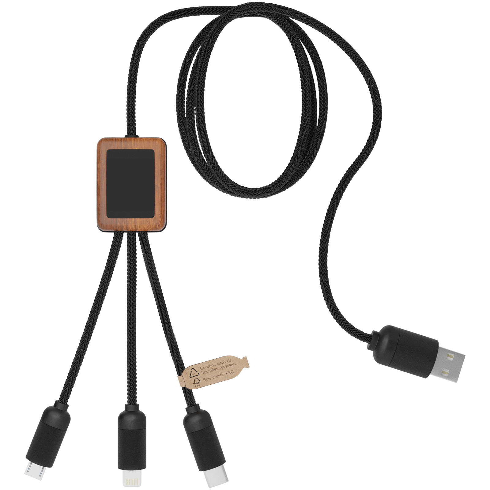 Uhrenanhänger, Ladekabel, Multikabel, Holzgehäuse, USB-Ladekabel