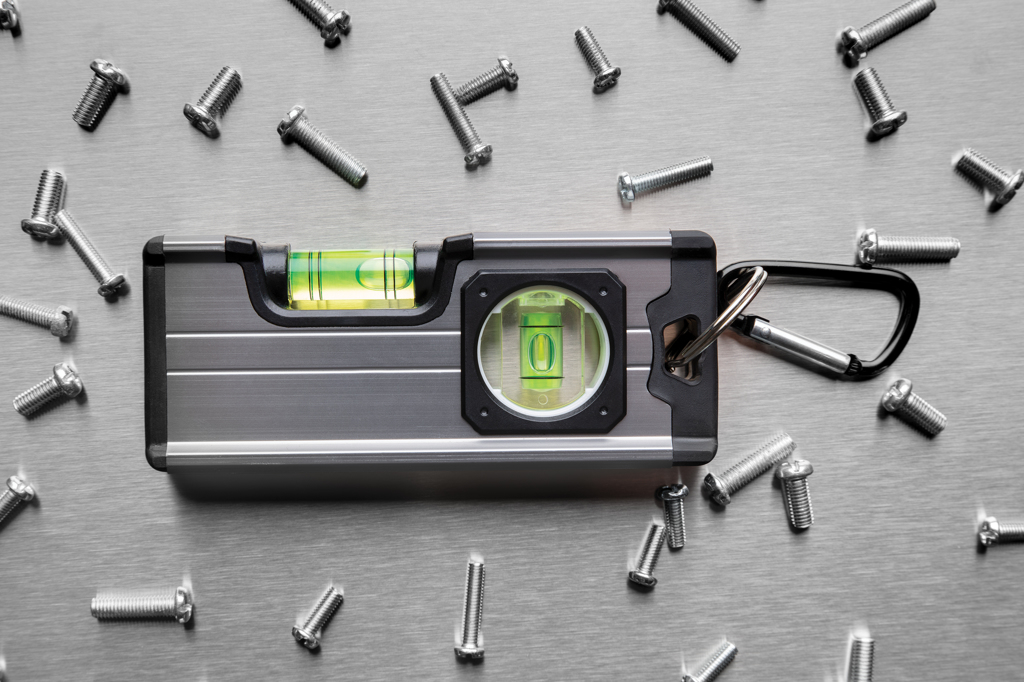 Maschine, Schraube, Wasserwaage, Metallgehäuse, Schraubenkapsel, Karabiner, Werkzeugzubehör