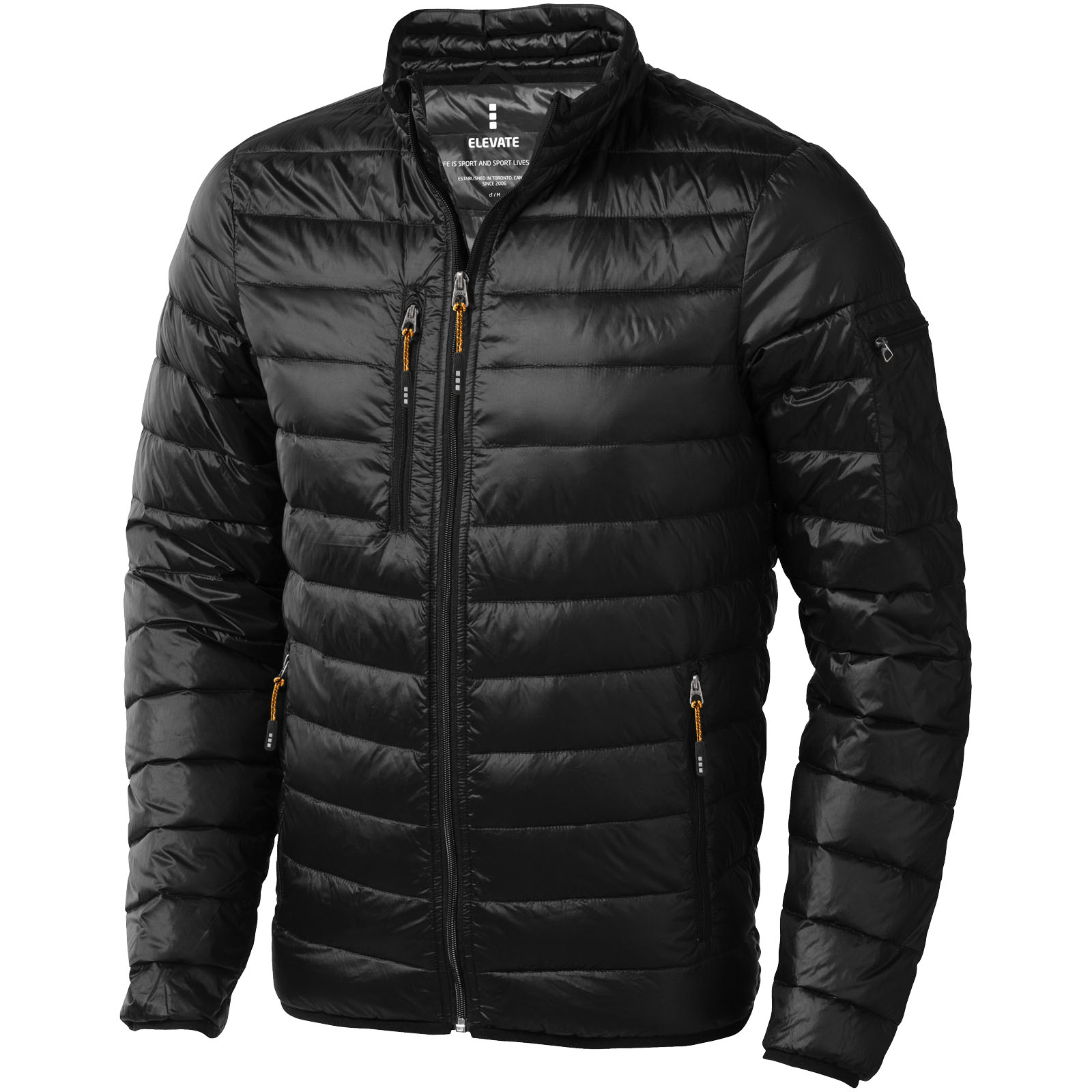 Pufferjacke, Schwarz, Reißverschlusstaschen, Karo-Steppung, Oberbekleidung, Puffer, Jacke, Schwarz, Reißverschluss, Tasche, Jacke, Puffer, Schwarz, Reißverschluss, gefüttert, jacke, puffer, draußen, schwarz, reissverschluss