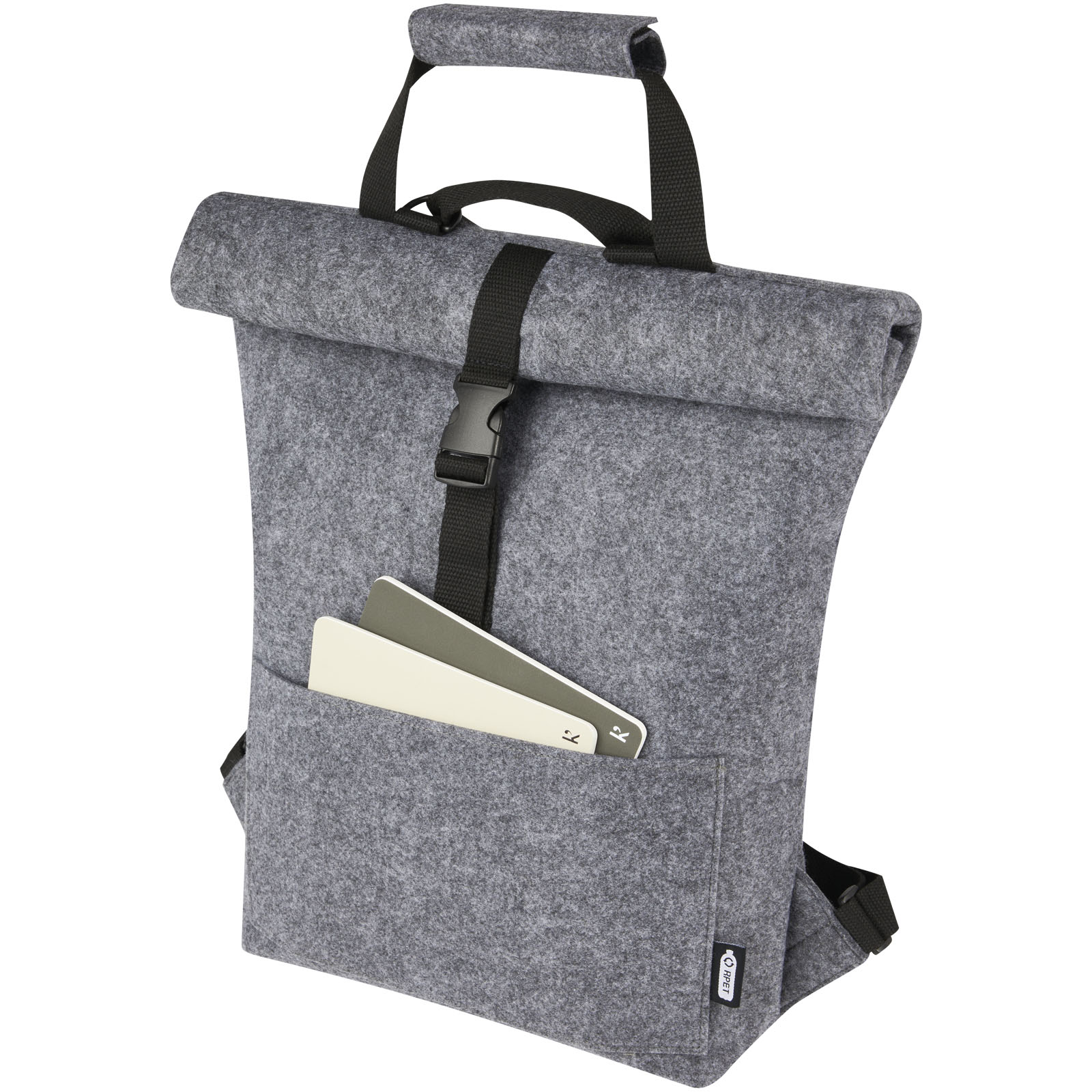 Rucksack, Foldable, Fronten-Tasche, Grau, Tragegurt