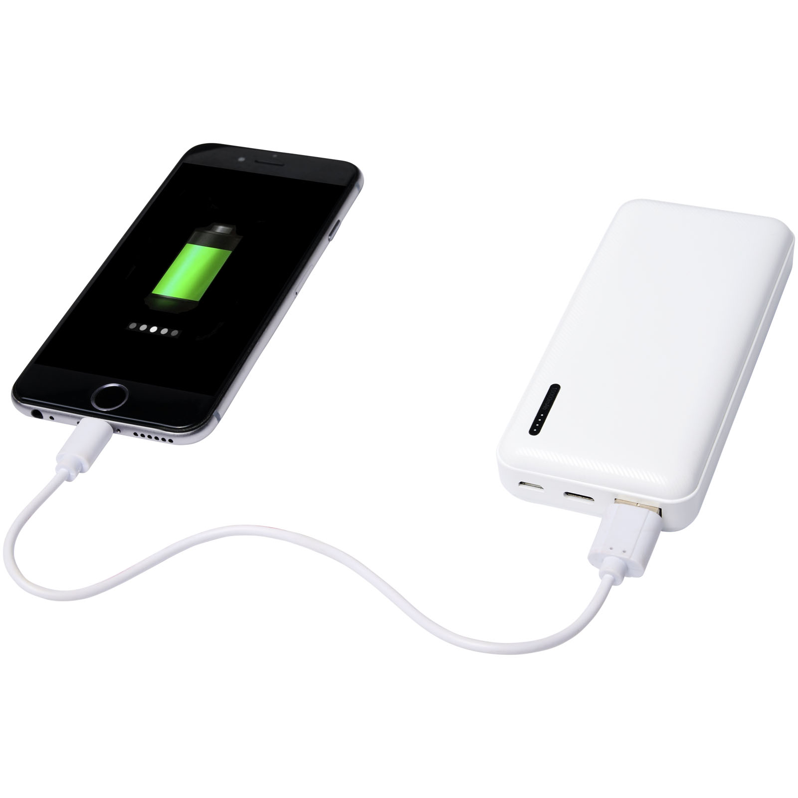 powerbank, usb-c, laden, batterie, tragbar, Powerbank, Externe Batterie, USB-C, Aufladen, Weiß, Powerbank, Batterie, USB-C, Ladekabel, weiß
