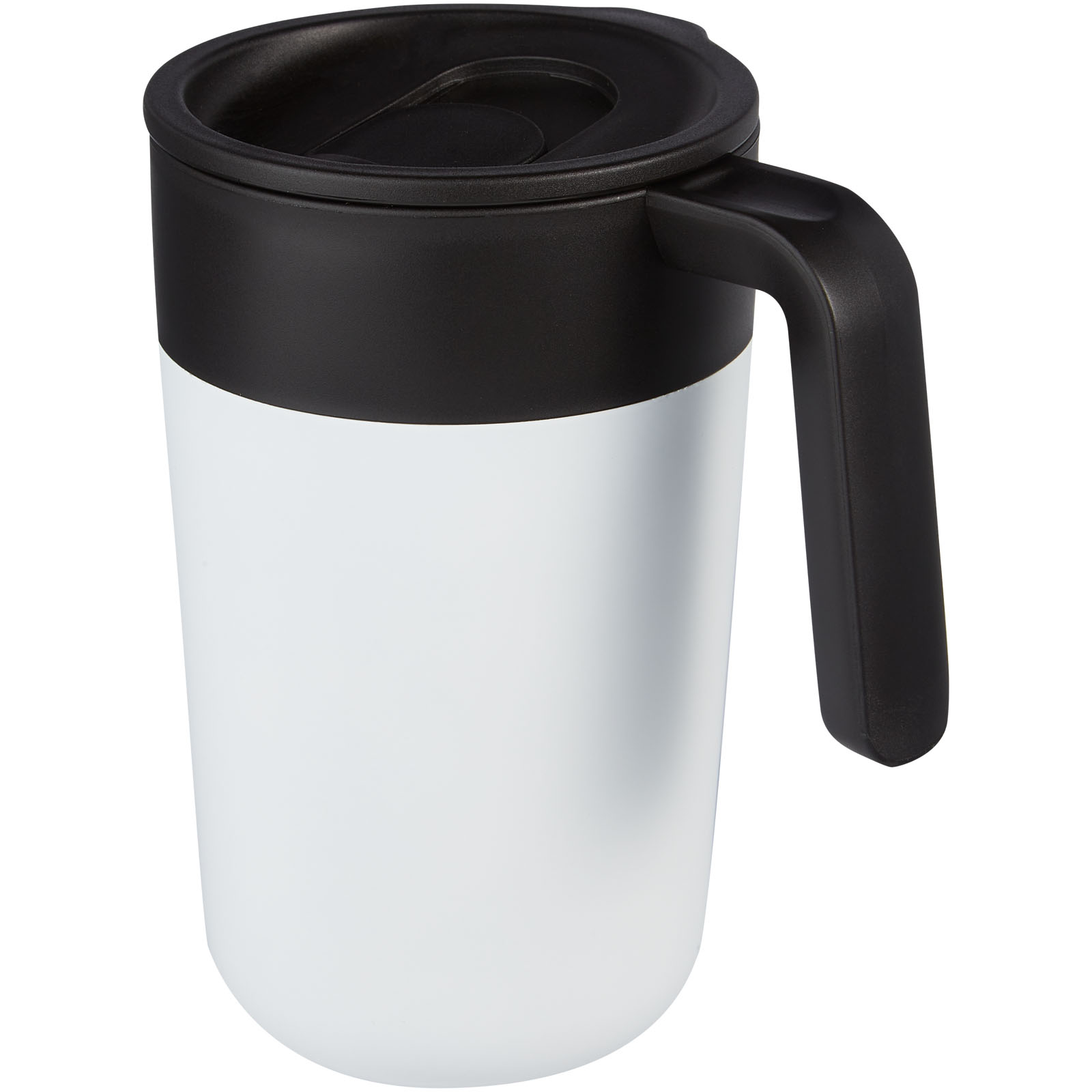 Reisebecher, Thermobecher, Becher, Kunststoff, Schwarz, Kaffeebecher, To-Go-Becher, Kunststoffbecher, Schwarz-weiß, Trinkbecher