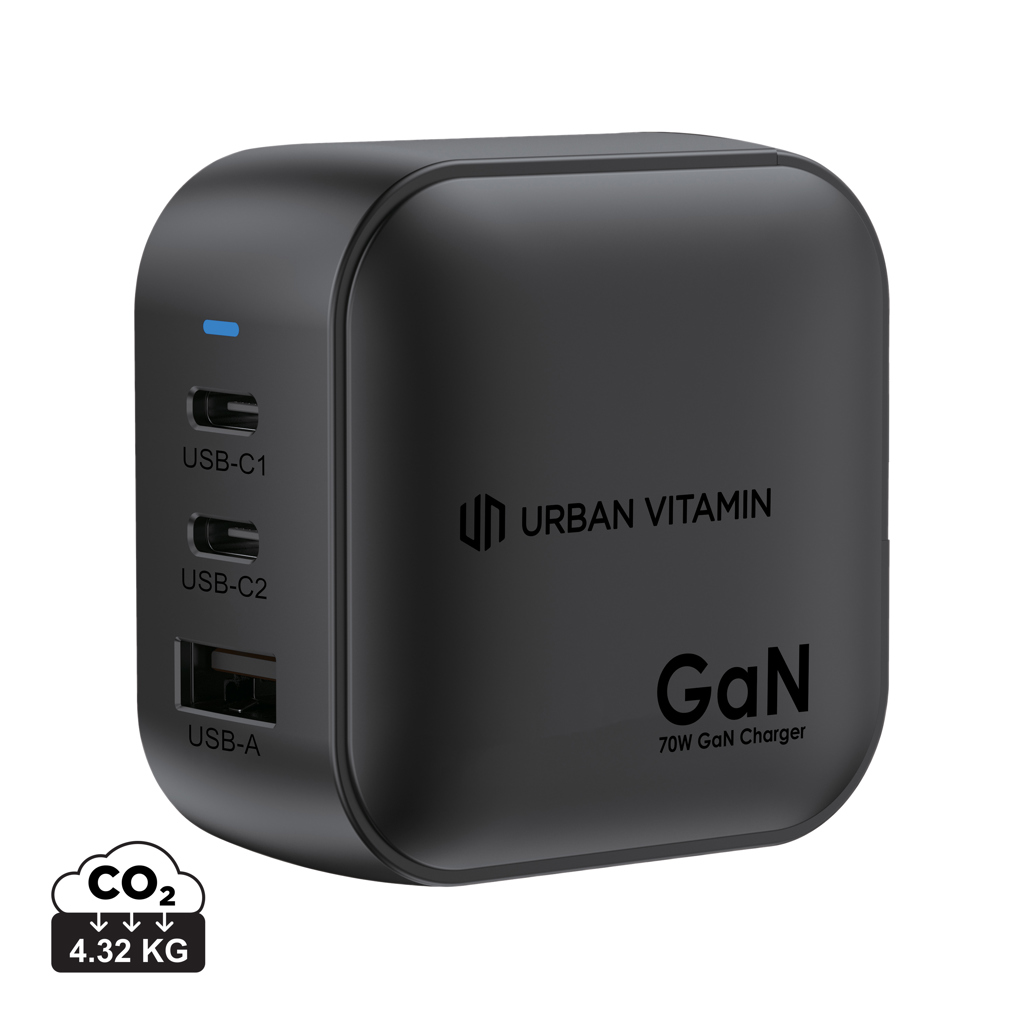 Elektronik, Hardware, Modem, Router, GaN-Ladegerät, USB-C Ports, 4,32 kg CO2, Tragbares Ladegerät, Urban Vitamin, GaN-Ladegerät, USB-C Ports, USB-A Port, 4,32 kg CO2, 70W, GaN-Ladegerät, USB-C Ports, 60W, 4,32 kg CO2, Urban Vitamin