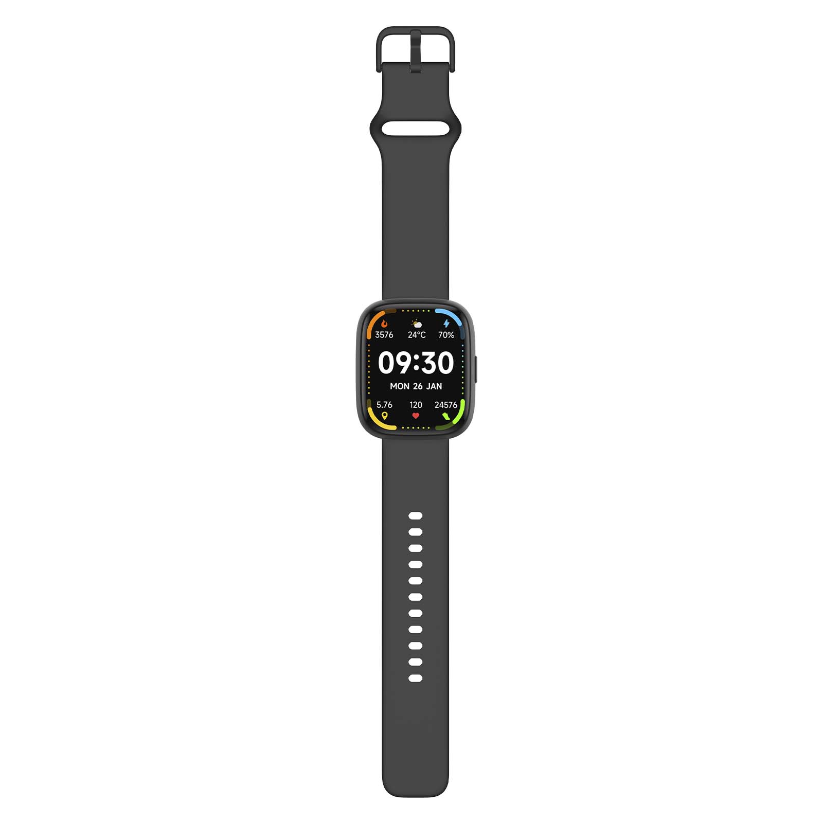 Smartwatch, Apple Watch face, Silicone strap, Schwarz, Digitalanzeige