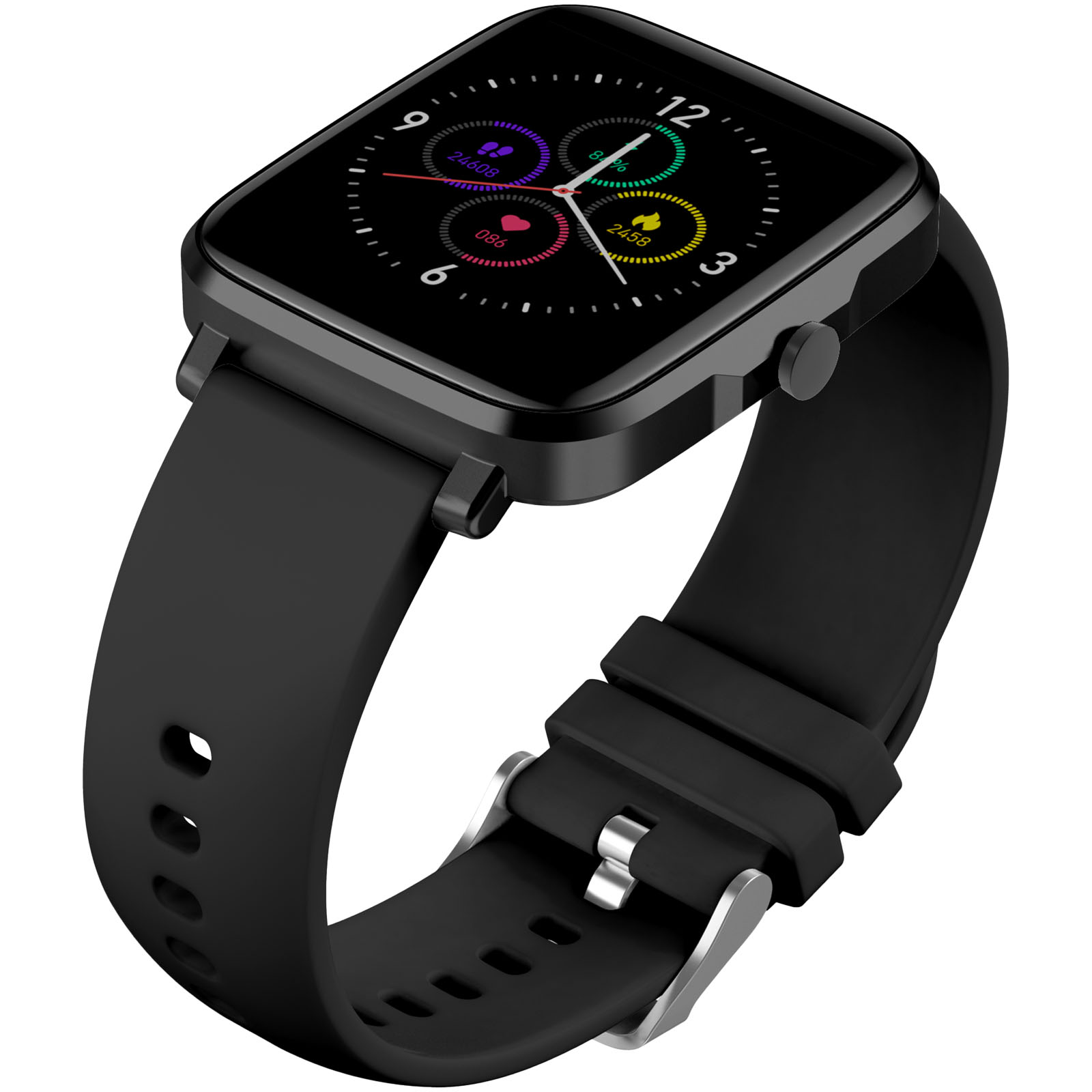 Uhren, Smartwatch, Schwarz, Silicone-Armband, Digitalanzeige