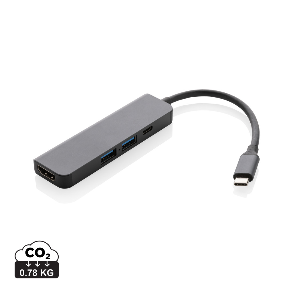 Elektronik, Hardware, Adapter, Nabe, USB-C Hub, HDMI, USB 3.0, Typ-C Adapter, Grau, USB-C Hub, HDMI Port, USB 3.0, Typ-C Adapter, Aluminium Gehäuse, USB-C Hub, HDMI Port, USB-A Ports, USB-C Kabel, Grau Adapter