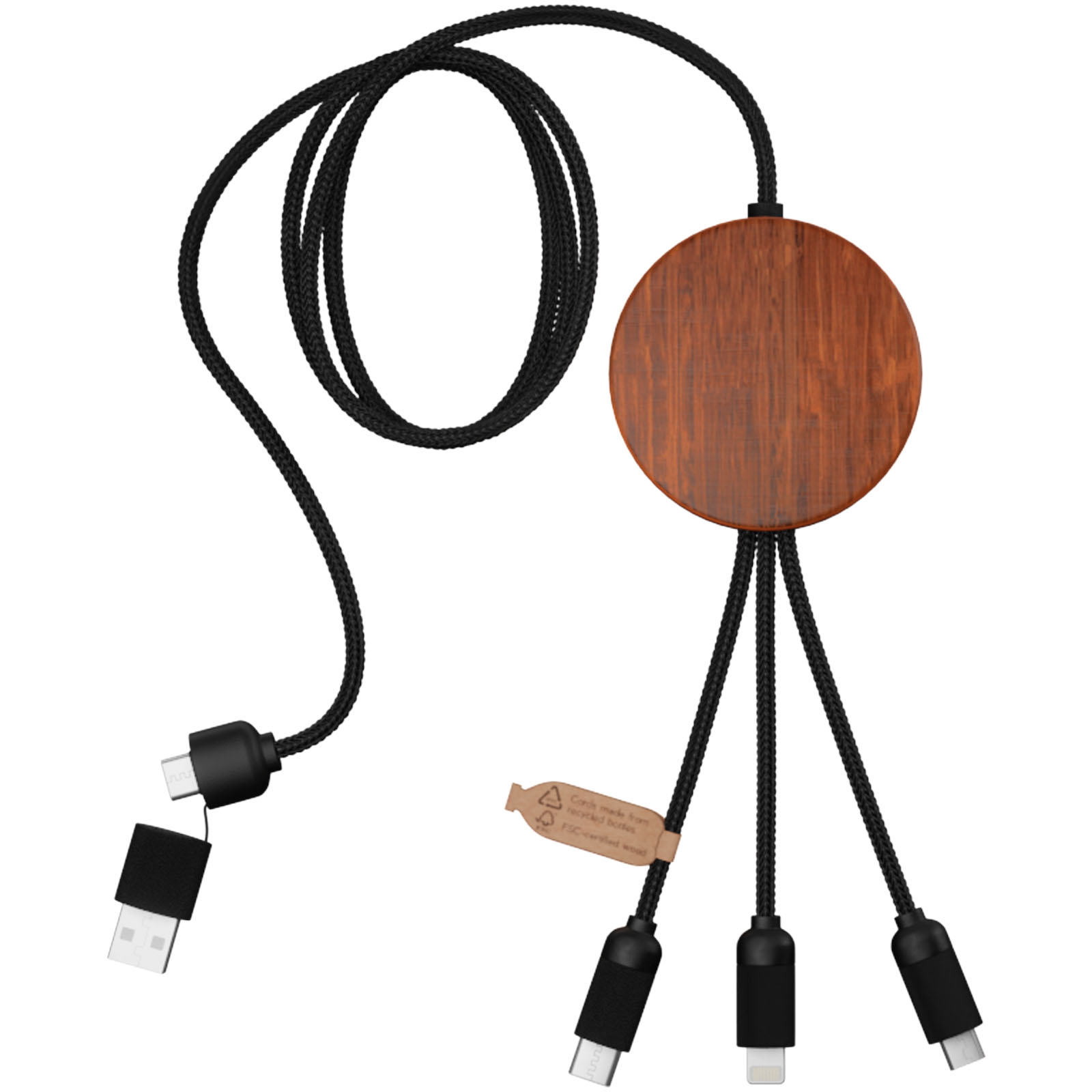 Ladekabel, Kabelorganizer, Holzock, USB-C, Mehrfach-USB
