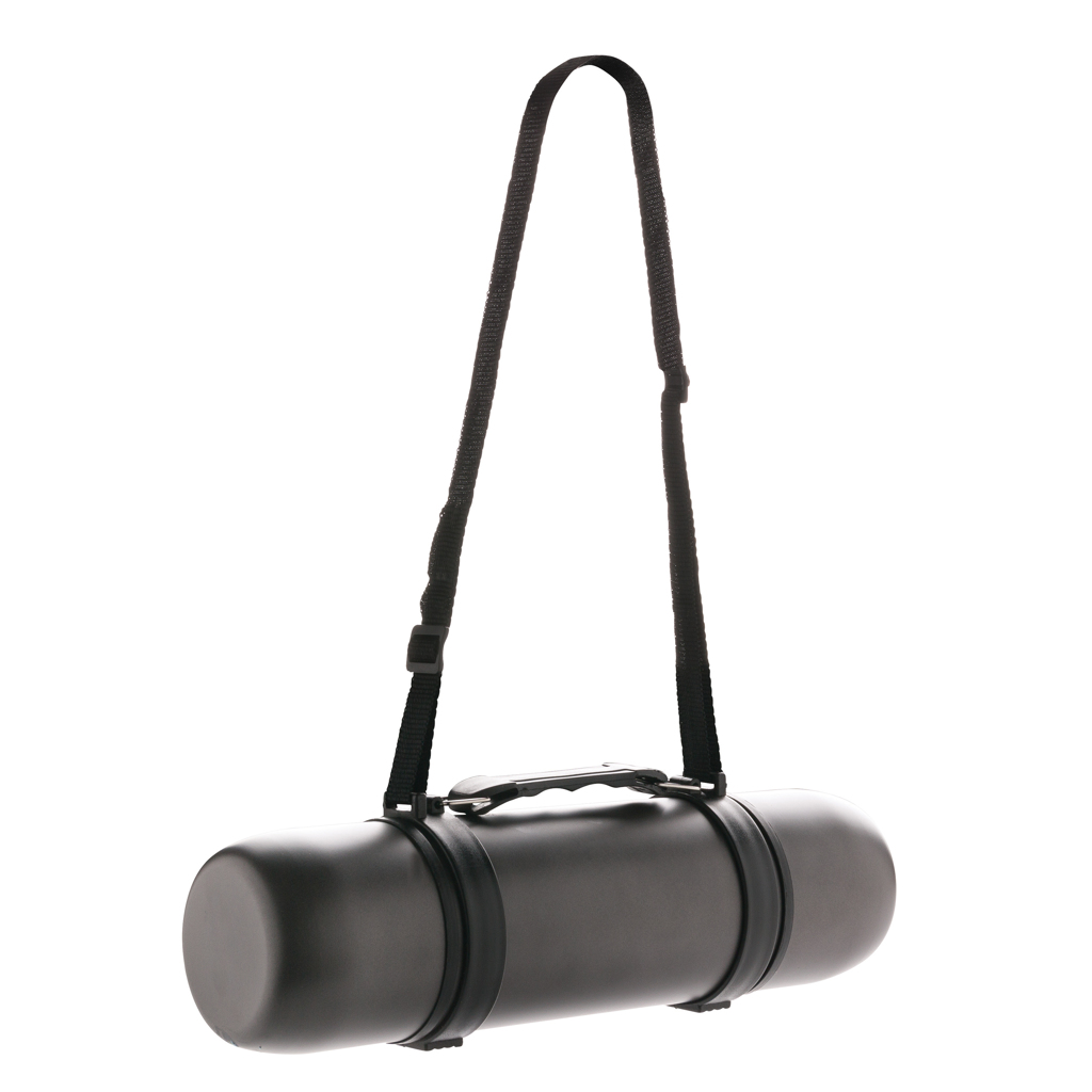 Yoga mat, Tragegurt, Aufgerollte Matte, Aufbewahrungset, Schwarz