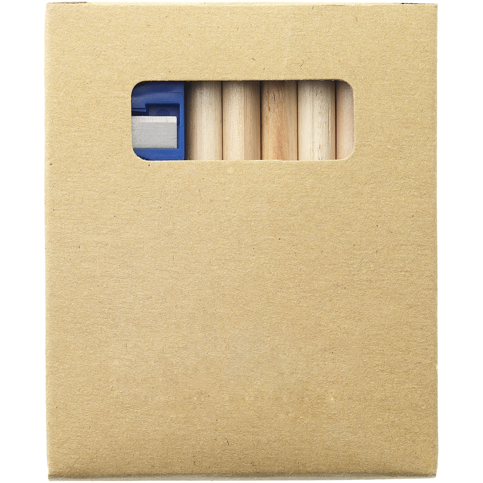 Bleistiftset, Holzstifte, Pappkarton, blauer Anspitzer, HB-Bleistifte, Bleistift, Holzbleistifte, Schachtel, Spitzbleistift, Verpackung, Kreppstifte, Holzstifte, Schraubkasten, Buntstifte, Holzbleistifte