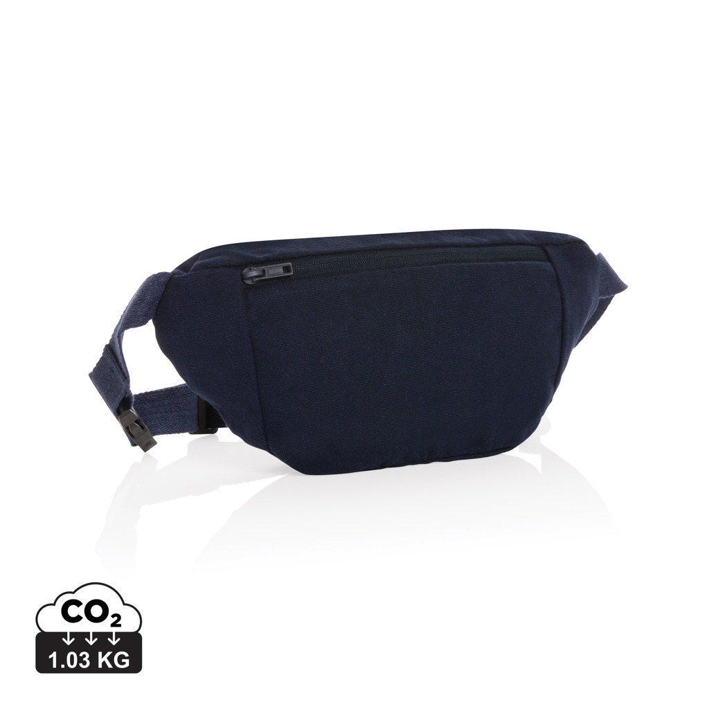 hip bag, navy, fanny pack, zippered pocket, adjustable strap