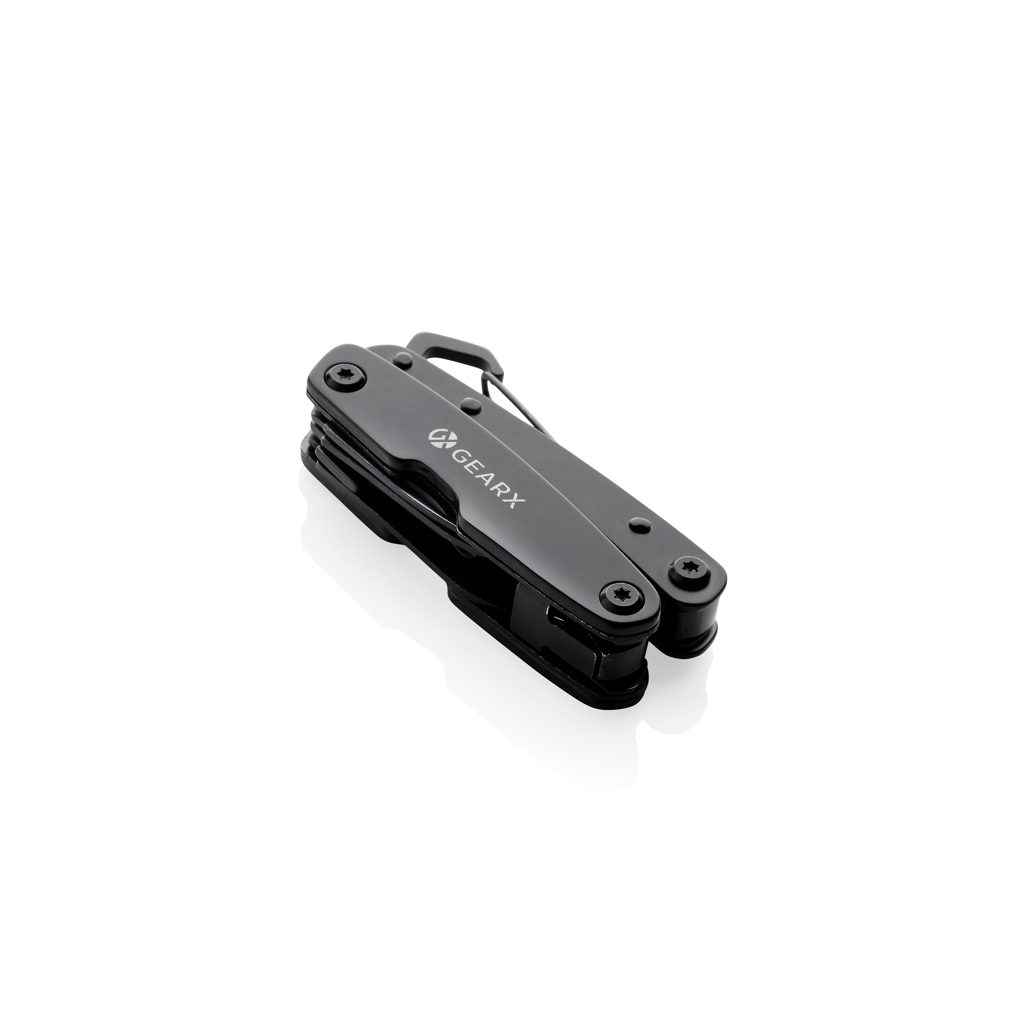 Multitool, Kleinstwerkzeug, Metallic, Schwarz, Clip-Design
