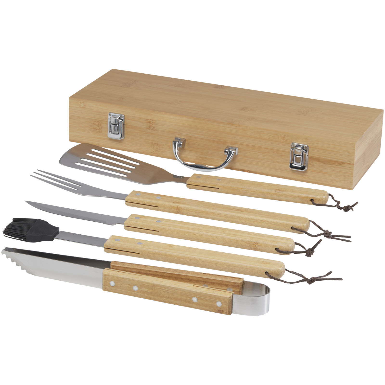 Grillset, Küche, Holzgriffe, Grillwerkzeug, Holzkoffer