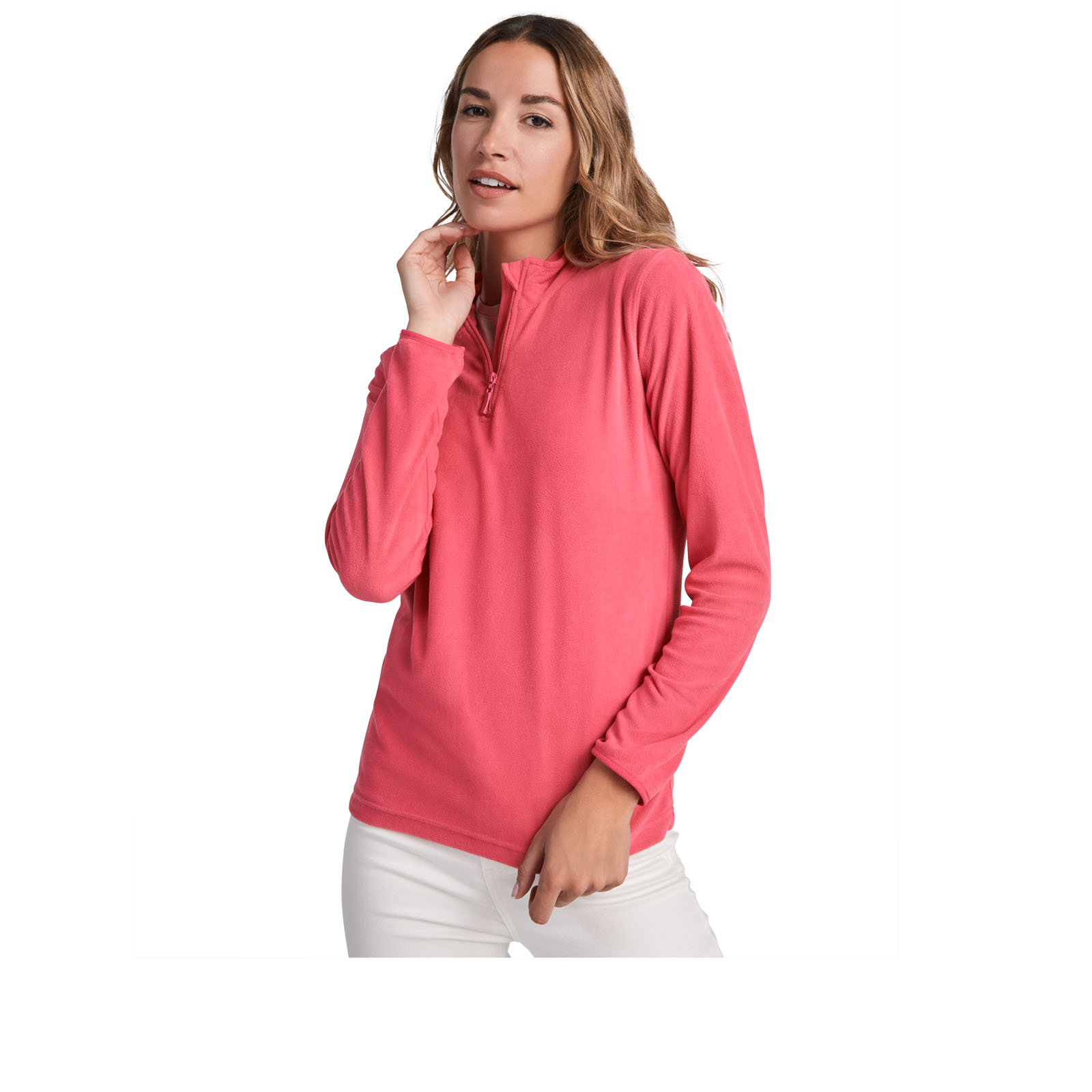 Langarmshirt, Pullover, Fleece, Reißverschluss, rosa