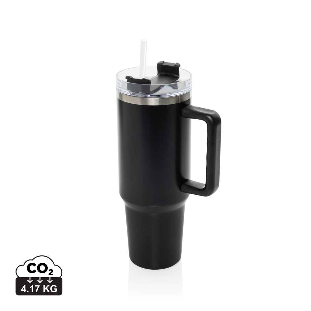Trinkflasche, Kaffee/Becher?, Thermobecher, Schwarz, Strohhalm, Travel mug, Insulated, Black, Cup with straw, Handle, Travelbecher, Kaffeebecher, isoliert, schwarz, Schraubdeckel, Trinkbecher, Becher, Kaffee-Becher, Stapelbart, Kühlhalter