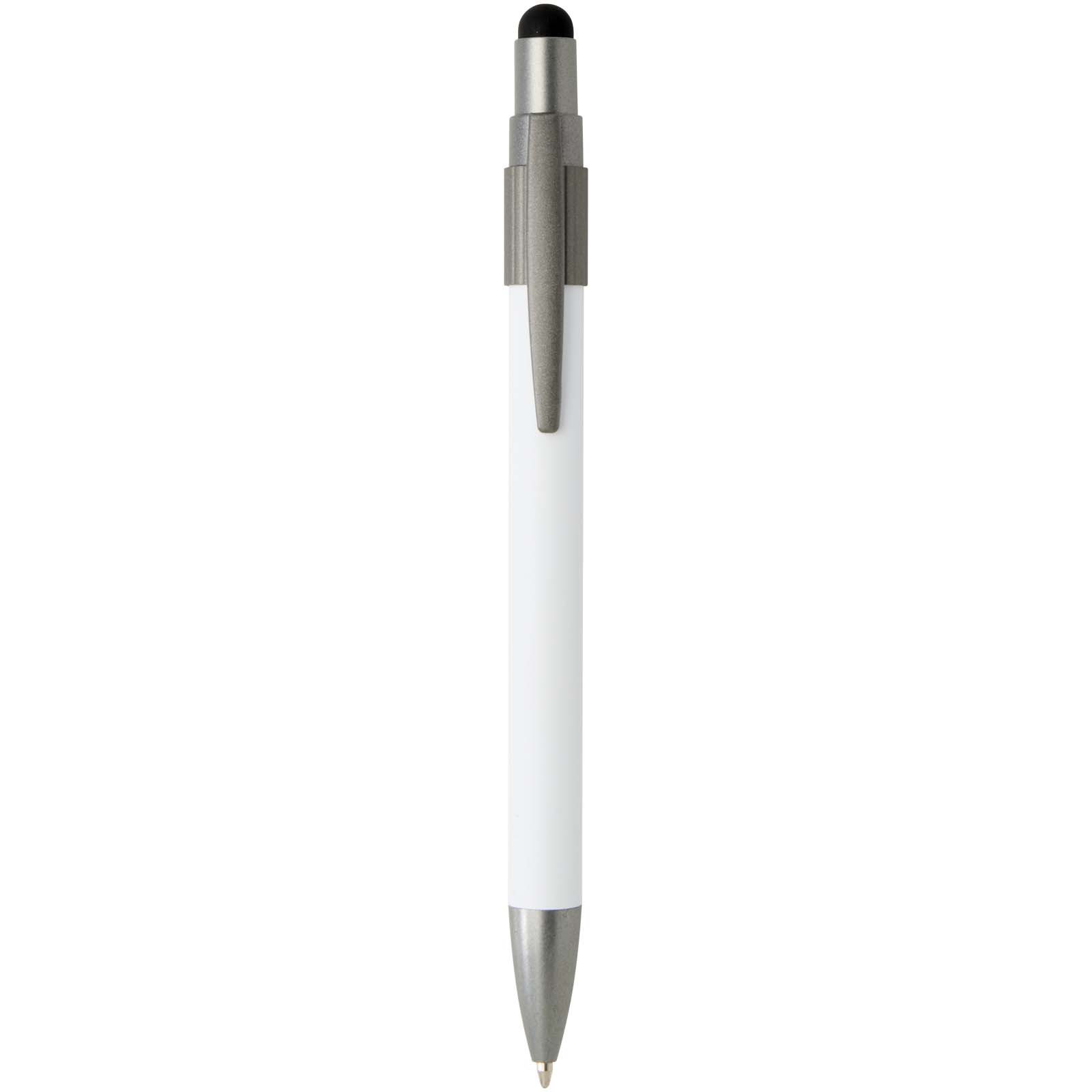 ballpoint, pen, white, metallic, clip-on, Kugelschreiber, Schreibstift, Gummiabschluss, Grau, Whiteboard-ähnlich