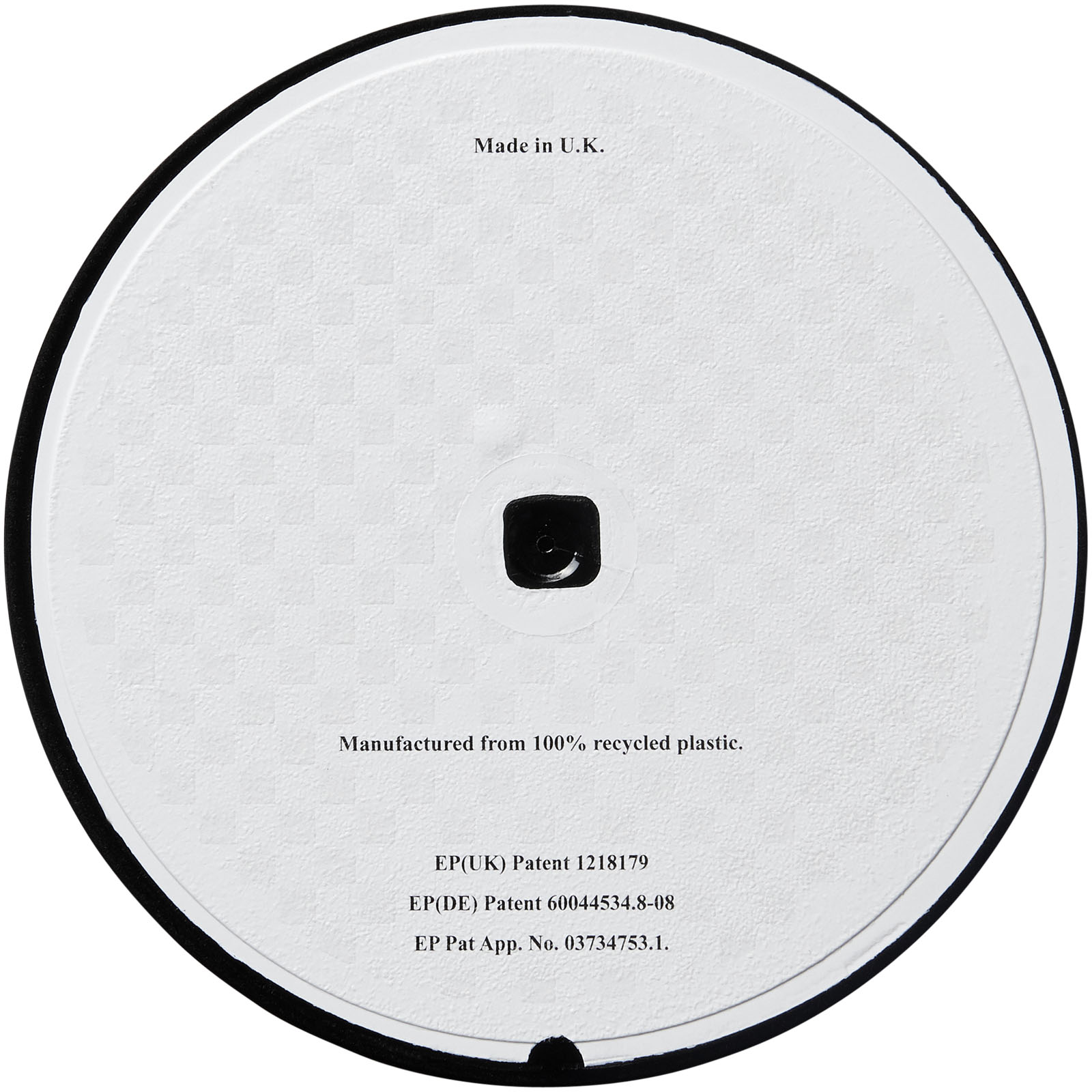 Untersetzer, Rund, Weiß, recyceltes Plastik, Hergestellt im Vereinigten Königreich, made in uk, recycled plastic, white base, embossed pattern, round disc, vintage, made in uk, recycled plastic, coaster, round