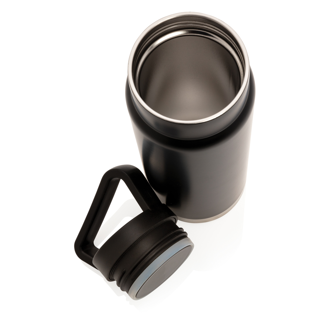 Thermobecher, Trinkbecher, Auslaufsicher, Stahl, schwarz