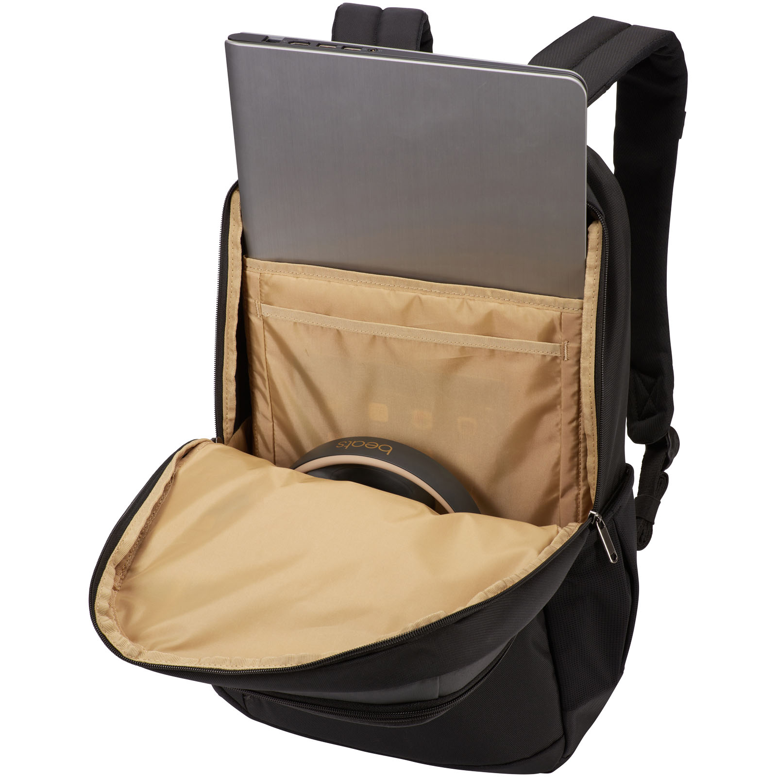 Rucksack, Laptop-Rucksack, Notebook-Fach, Laptop-Hülle, Schwarz-Beige