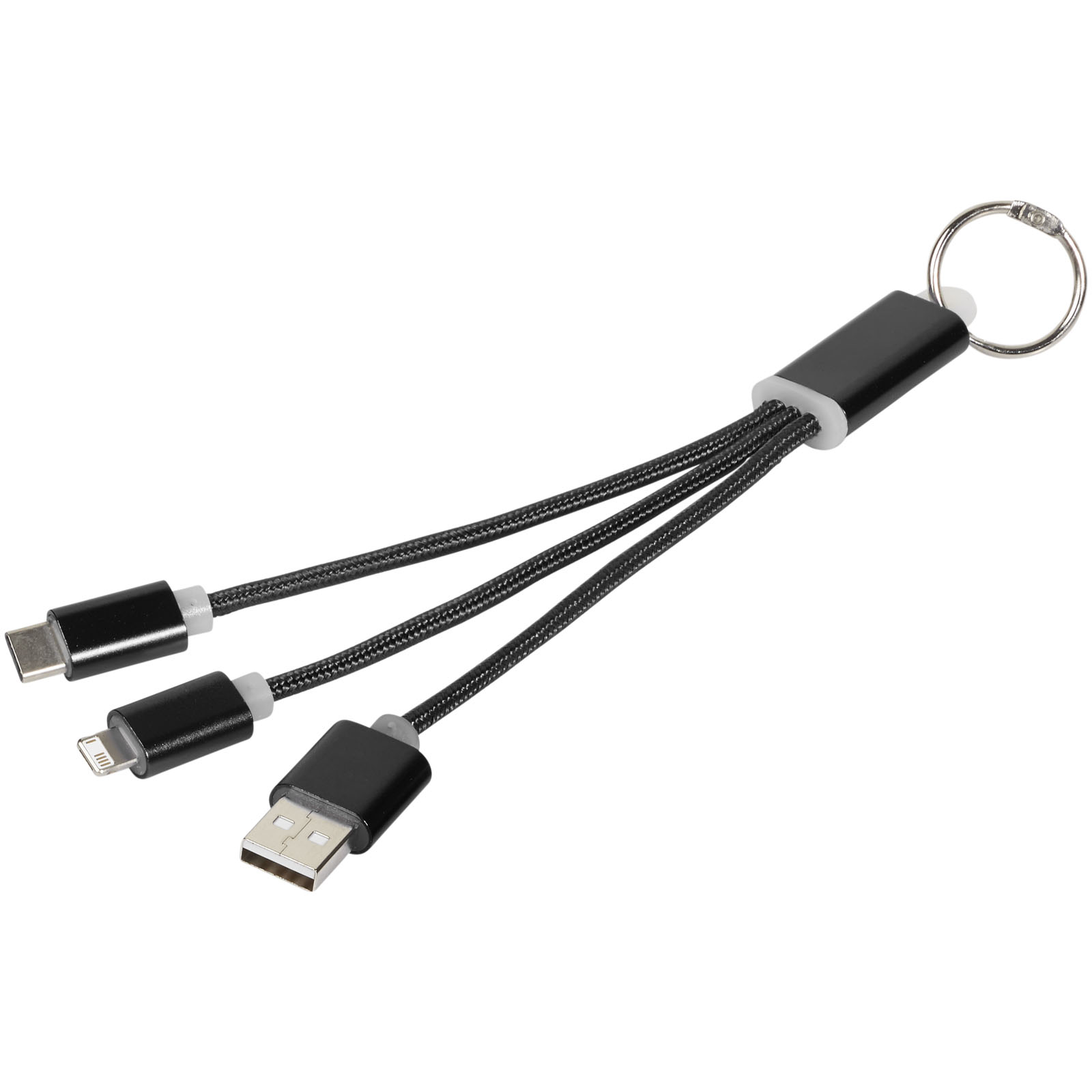 USB-C-Ladekabel, Ladeadapter, Mehrfachkabel, Schwarz, Schlüsselanhänger-Kabel, USB-C auf 4-in-1, Lade-Adapter, Kabel-Set, Schlüsselanhänger, Multi-Ladeadapter, Lanyard, USB-C Kabel, Lightning Kabel, Micro USB, Schlüsselanhänger