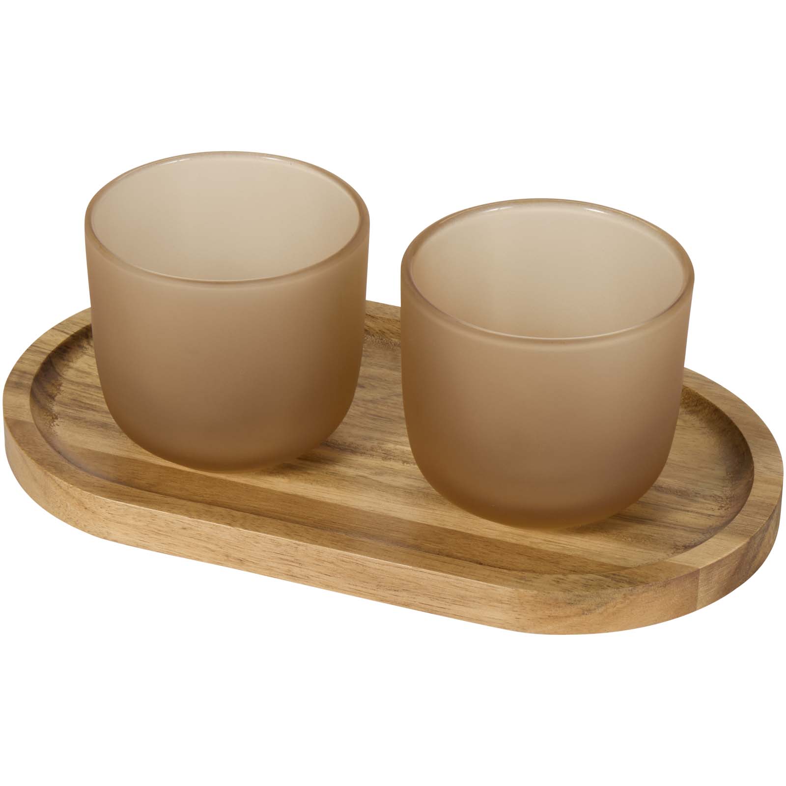Glasbecher,  Trinkbecher, Tumbler-Set, Holztablett, Beige Braun, Teeschale, Tassen-Set, Holzunterlage, Becher, Braun