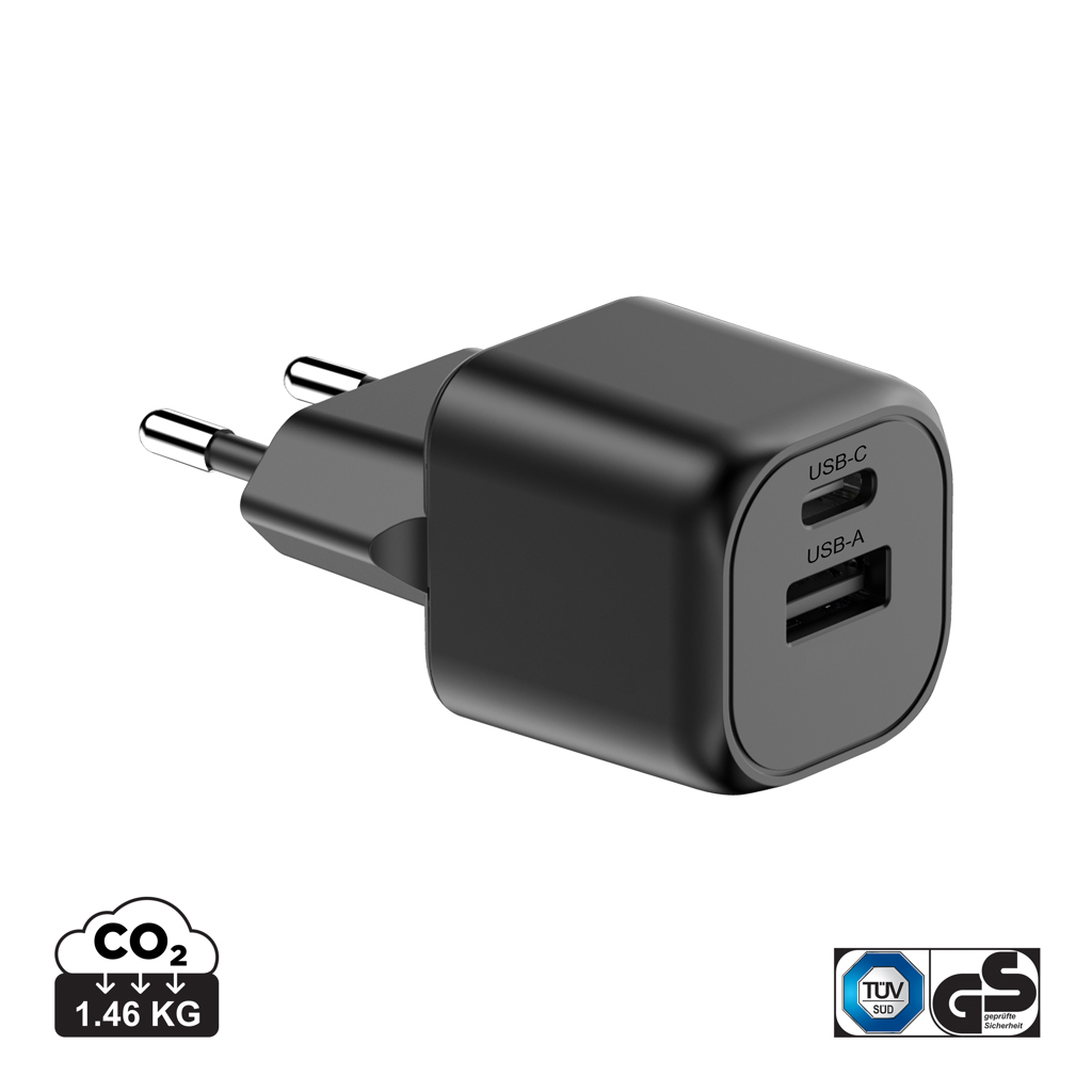Adapter, Elektronik, Stecker, EU-Adapter, USB-C, USB-A, Ladeadapter, Steckdapter, USB-C Adapter, USB-A Port, Dual Port, Wandladegerät, Kompaktladegerät, USB-Ladegerät, USB-C, USB-A, Multiladegerät, Wandstecker