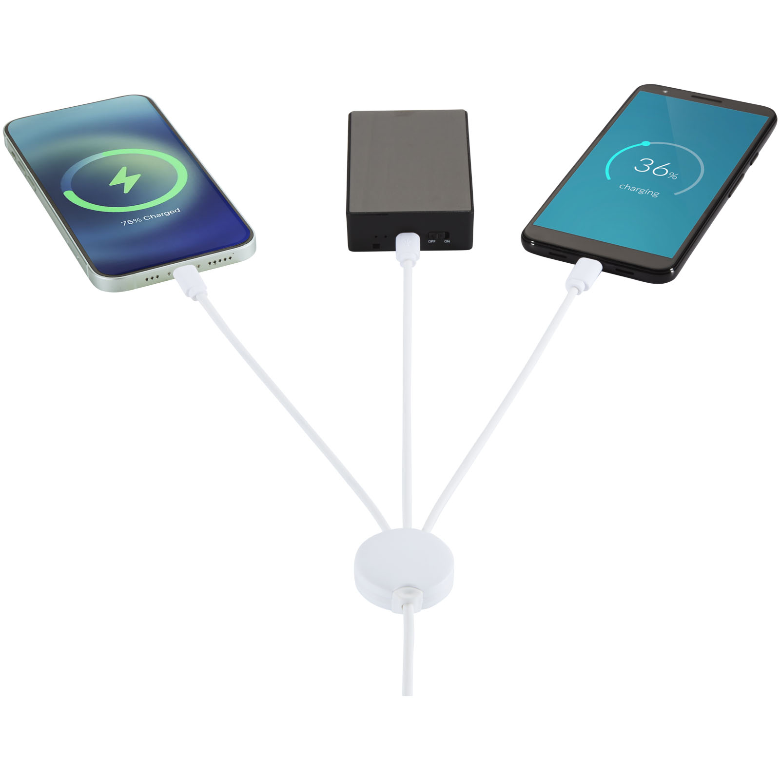 Ladegerät, Drei-Geräte-Ladegerät, Drahtlose Ladestation, USB-C Kabel, Smartphone-Ladeanschluss