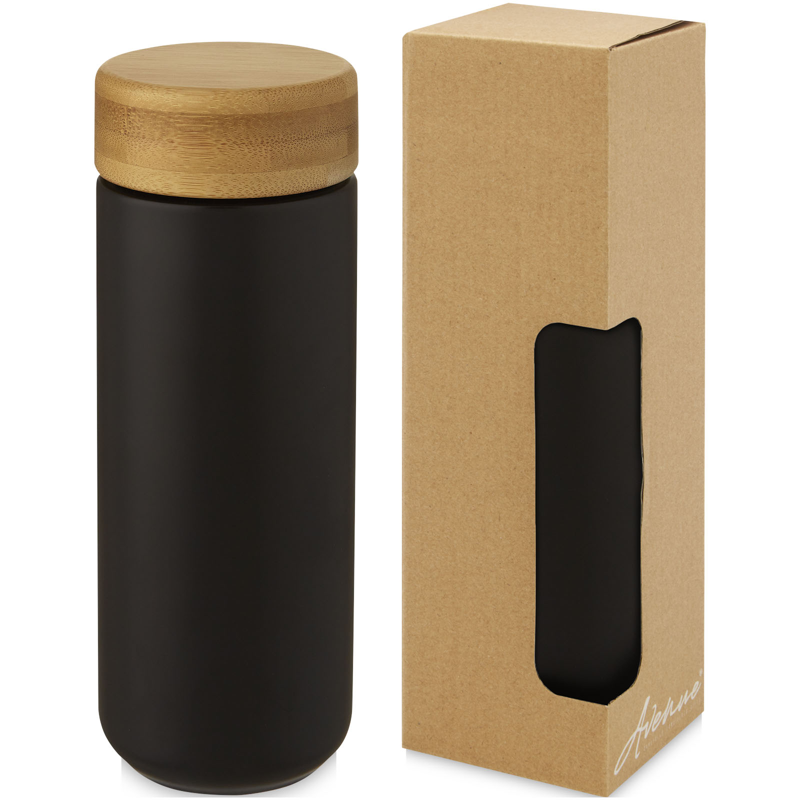 Wasserflasche, Trinkflasche, Holzdeckel, Schwarze Flasche, Papierverpackung