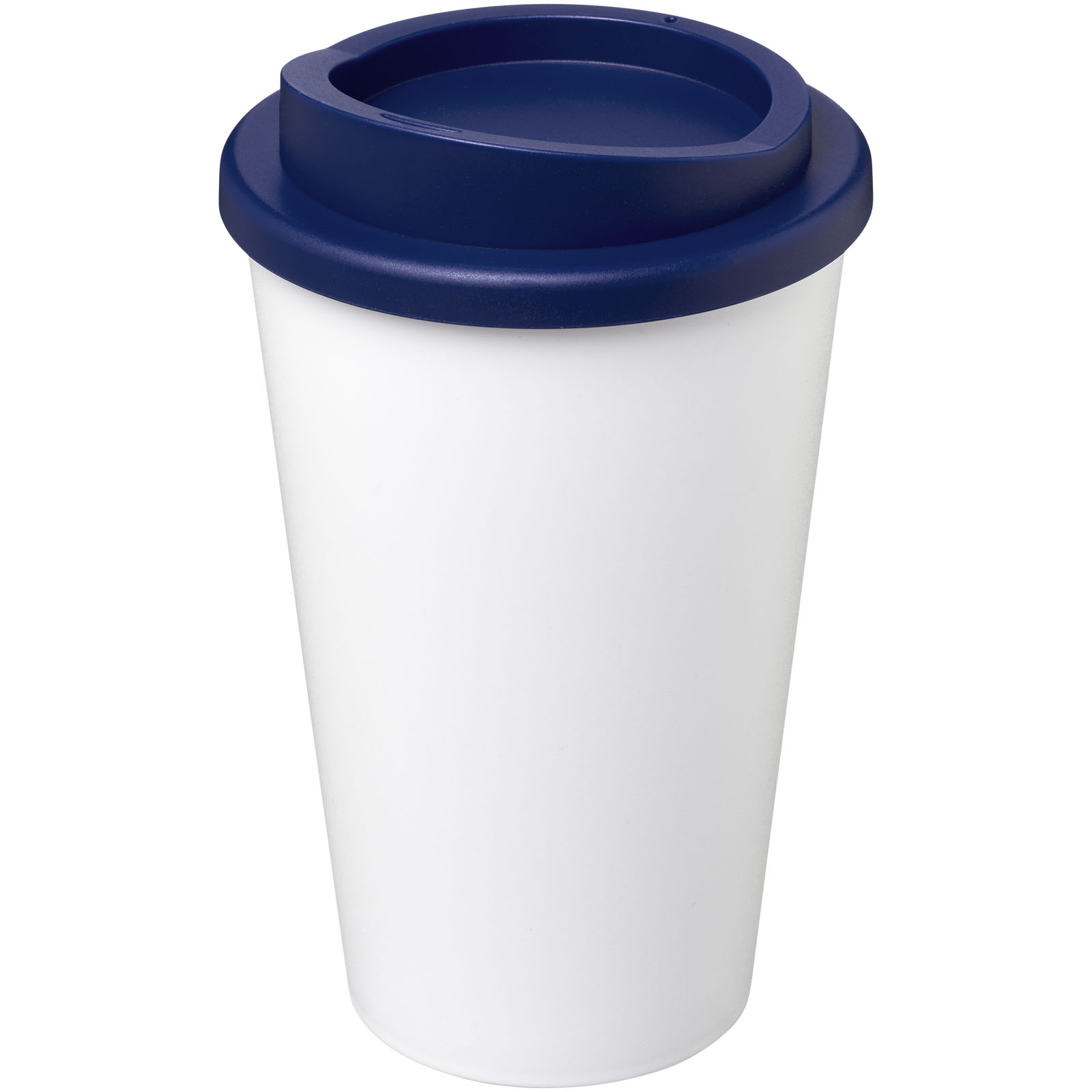 Becher, To-Go-Becher, Einweg, Kaffee, Kunststoff, Becher, To-Go-Becher, Kaffeebecher, Einwegfreundlich, Kunststoff, To-Go Becher, Kunststoffbecher, weißer Becher, dunkelblaue Deckel, Reisebecher