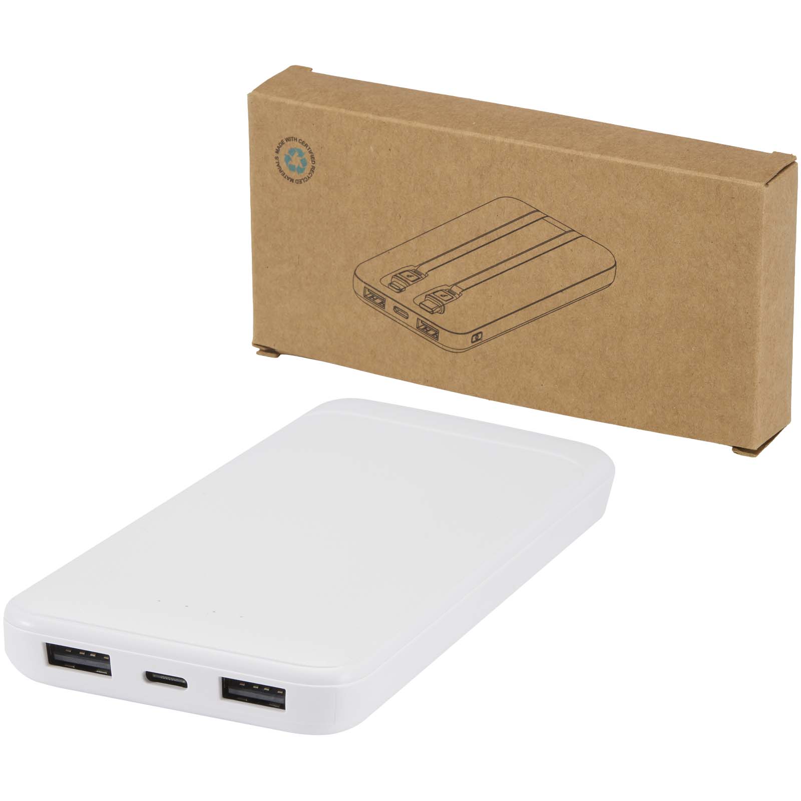 Power Bank, USB-C, 3-Port, Weiß, Tragbar, power bank, portabler Akku, USB-C, Mehrfachanschluss, USB-A