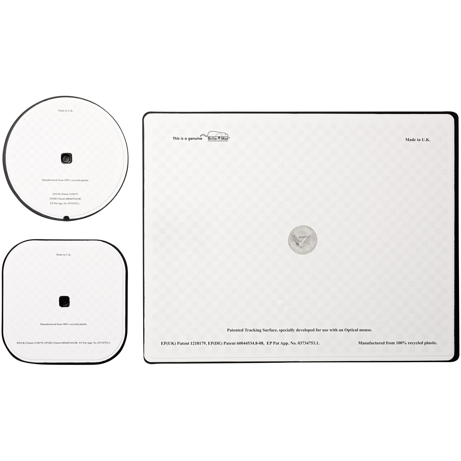 mauspads, Mausbher, Schreibtischunterlage, Karomuster, runde und quadratische Formen, Mauspad, Schreibtischunterlage, runder Pad, weiß, recyceltes Plastik, Mauspad, Schreibtischunterlage, Rundpad, Kissenplatte, Silicon-Pad